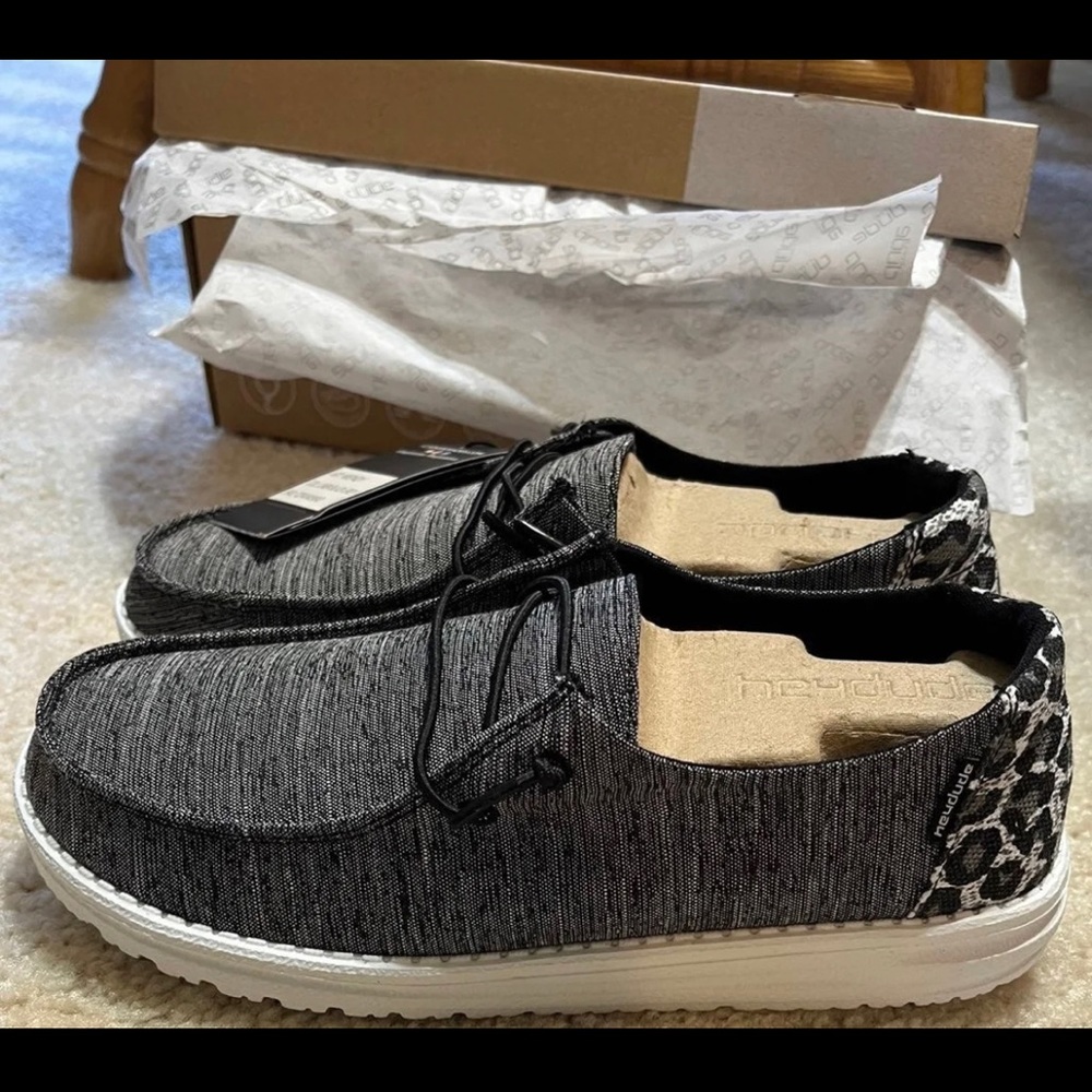 Hey Dude Wendy Linen Black Grey Buckle Exclusive